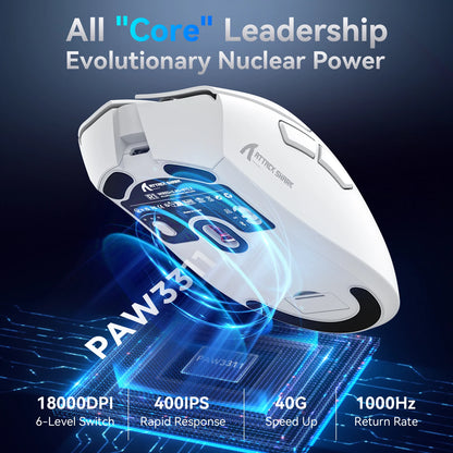 Attack Shark R1 Wireless Mouse Bluetooth Gaming Mouse, Viral Mouse Reviewed by Influencers PAW3311 Sensor, 1000Hz Return-rate