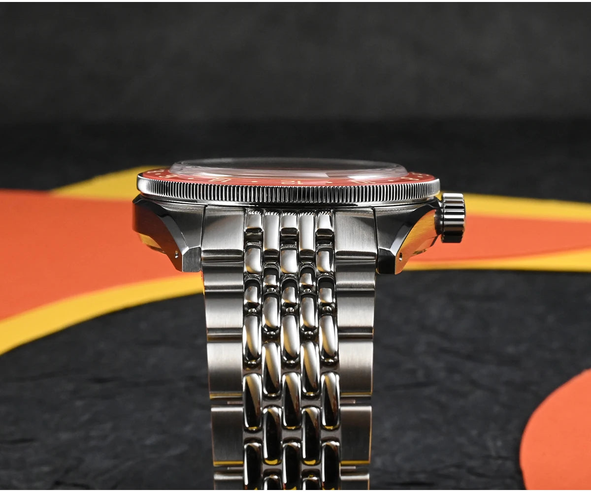 Orologio da uomo automatico San Martin 39.5mm Limited Edition con quadrante Full Lume, NH34 GMT, data a ore 6, 10Bar, Kol Saati di lusso SN0116W