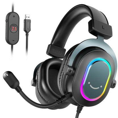 Cuffie gaming RGB FIFINE con microfono – cuffie cablate over-ear con suono surround 7.1 per PC, PS4 e PS5, con 3 modalità EQ