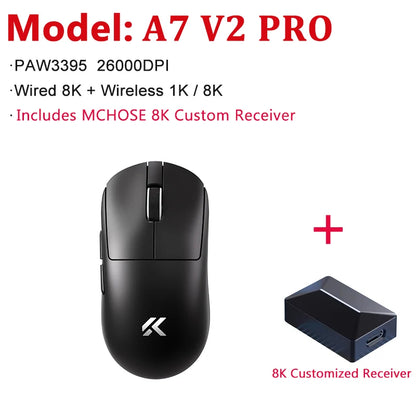 MCHOSE A7 V2 Ultra / Pro lehká bezdrátová herní myš Dual 8000Hz PAW3950 TI 42000DPI pro PC e-sport hráče