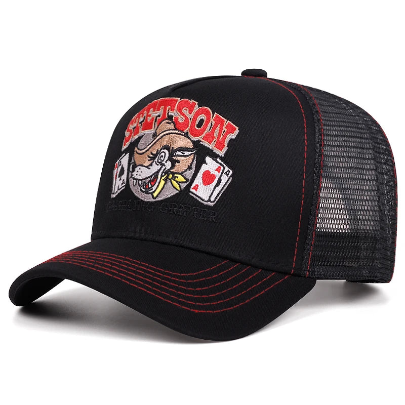 2025 Personalized New Breathable Mesh Hat STETSON Wolf Head Poker Truck Hat Outdoor Sports Sunshade Hat Street HipHop Hat Unisex