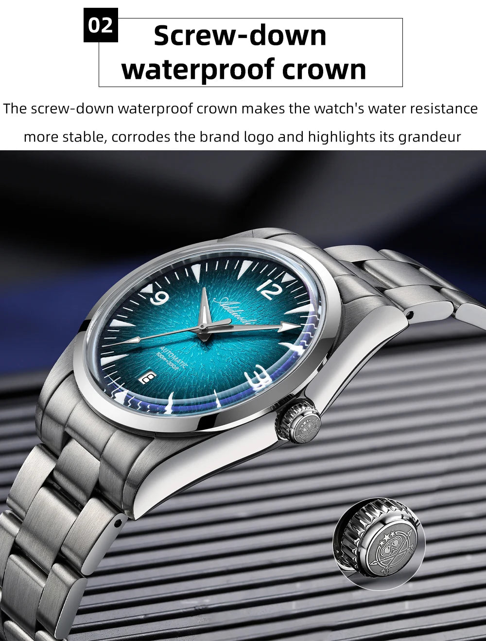 ADDIESDIVE AD2508 Herren-Taucheruhr, leuchtend, 100M wasserdicht, 316L-Edelstahl, 8215-Uhrwerk, automatische mechanische Uhr