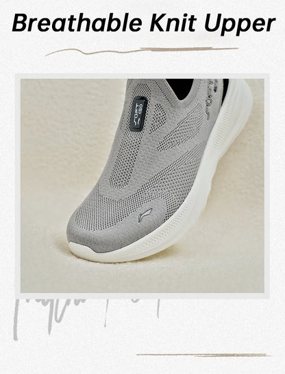 Li-Ning férfi SOFT GO 2 KNIT belebújós, casual gyaloglócipő, párnázott, kényelmes és stabil LiNing hálós jogging és mindennapi sport sneakers AGLV017