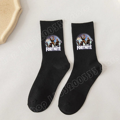 Fortnite-Socken mit Cartoon-Spielcharakter, lange Socken für Kinder und Schüler, einfarbige Baumwollsocken für Frühling und Herbst, Geburtstagsgeschenk