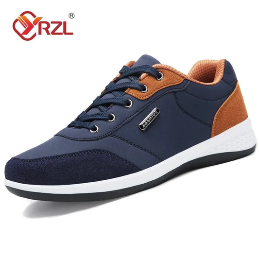YRZL férfi cipő tavaszra és őszre, vízálló gyalogló sneaker, szabadidős férfi bőr sportcipő, csúszásmentes teniszcipő férfiaknak