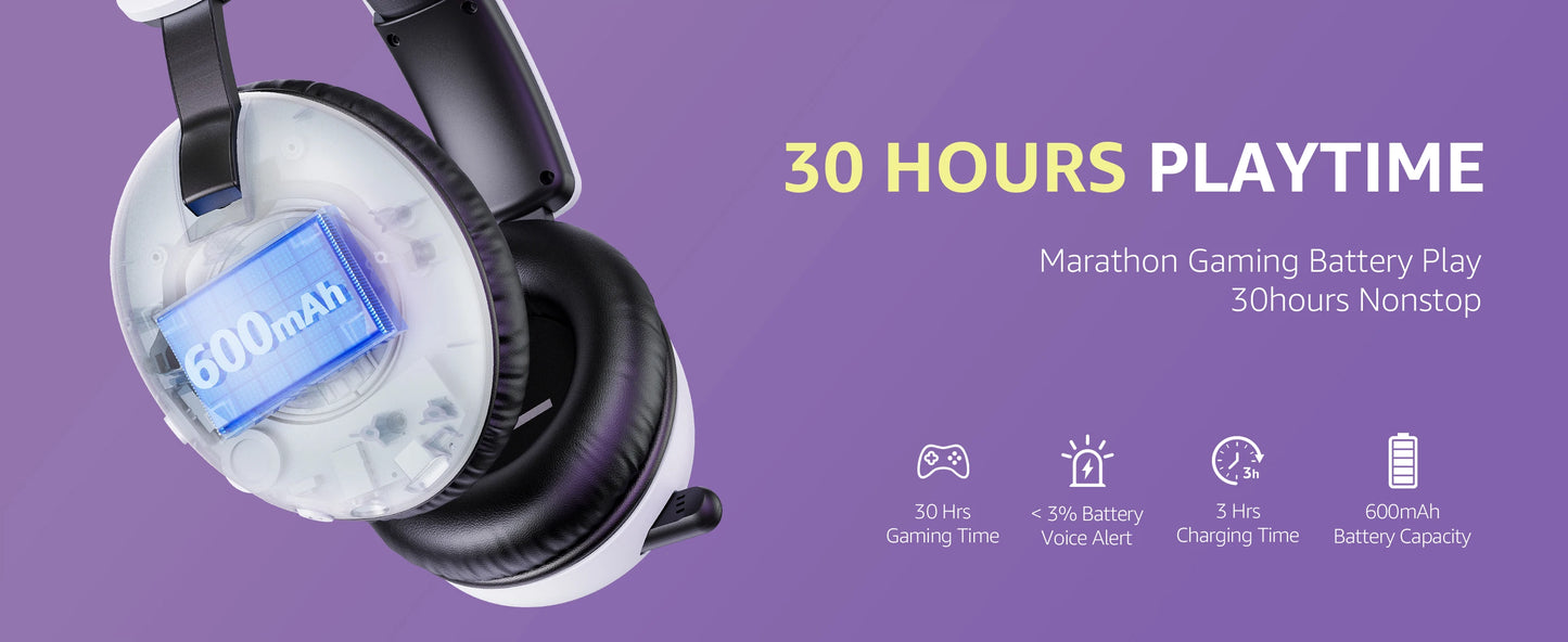 Acinaci BL500 kabelloses Gaming-Headset 2.4G Bluetooth 5.3 & kabelgebunden – Noise-Cancelling-Mikrofon, 30H Akku, 50mm-Treiber für PC, PS5, PS4