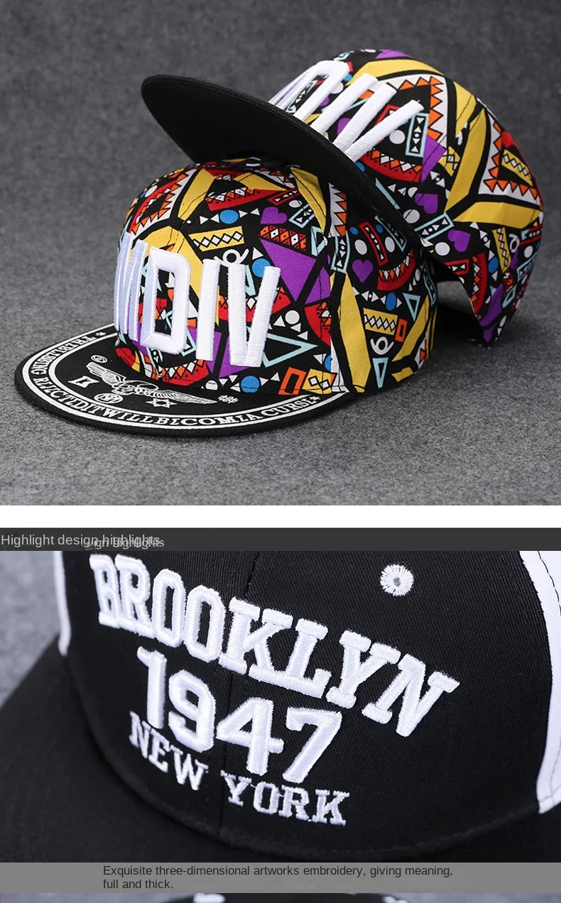 Baseballcap mit flachem Schirm, Buchstabenstickerei für Herren, vielseitig kombinierbar, Damen-Sommer-Hip-Hop-Hut, Outdoor-Sonnenschutz, verstellbare Schirmmütze