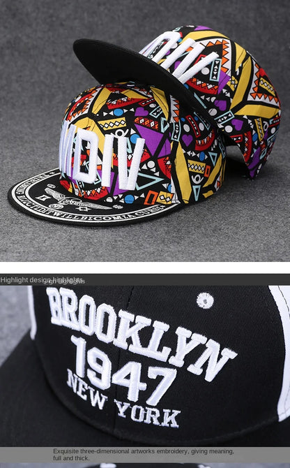 Baseballcap mit flachem Schirm, Buchstabenstickerei für Herren, vielseitig kombinierbar, Damen-Sommer-Hip-Hop-Hut, Outdoor-Sonnenschutz, verstellbare Schirmmütze