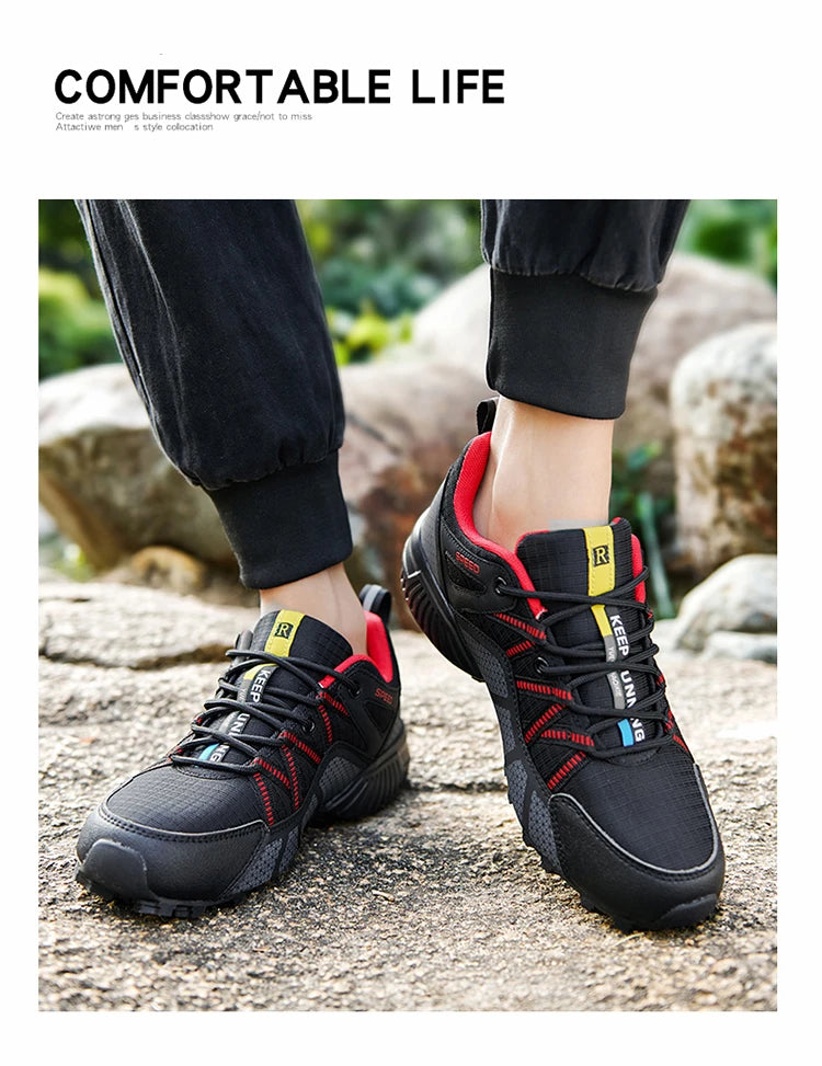 Zapatillas de senderismo para hombre, calzado deportivo todoterreno para exteriores, malla transpirable, antideslizantes y resistentes al desgaste, zapatillas de senderismo y ciclismo outdoor