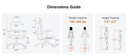 NEWTRAL NT001 Ergonomic Chair Adaptive Lower Back Support 3 Recline Angle Adjustable Backrest Armrest Headrest Nylon Base