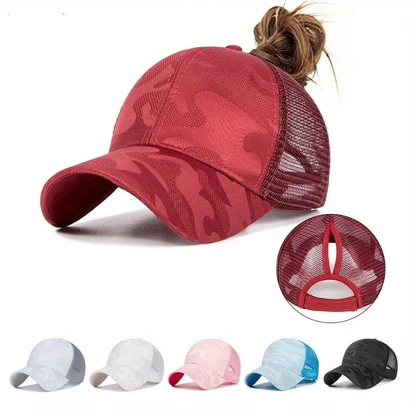 Damskie czapki z daszkiem typu „ponytail”, wiosennie-letnie czapki przeciwsłoneczne z siateczki, czapki do biegania typu „snapback”, regulowane czapki damskie i dziewczęce z daszkiem do noszenia na świeżym powietrzu