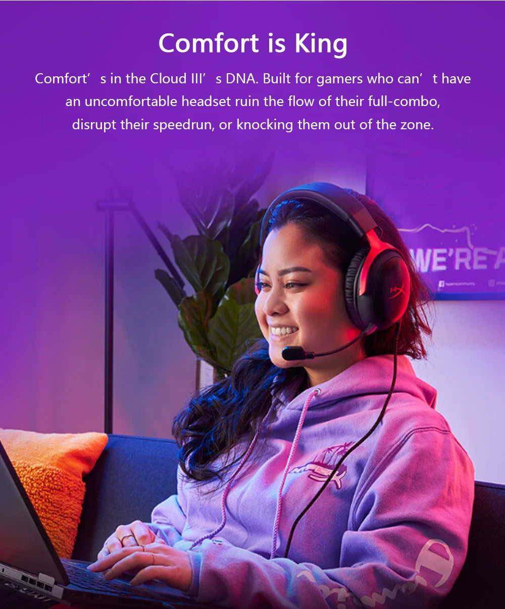 HyperX Cloud III kabelgebundenes Gaming-Headset mit DTS X Spatial Audio, 53mm-Treibern, geräuschunterdrückendem Mikrofon – USB- & 3.5mm-Gaming-Kopfhörer für PC, PS5, Xbox, Switch