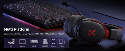 MCHOSE V9 Pro Gaming Wireless Headset 7.1 Surround Sound Headphones Noise Canceling Mic Low Latency Lightweight for PS5 PC SWITCH