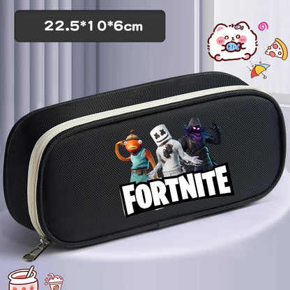 Fortnite Pencil Case Cartoon Character Print Pencil Pouch Canvas Stationery Bag Fashion Student Stationery Box Birthday Gifts