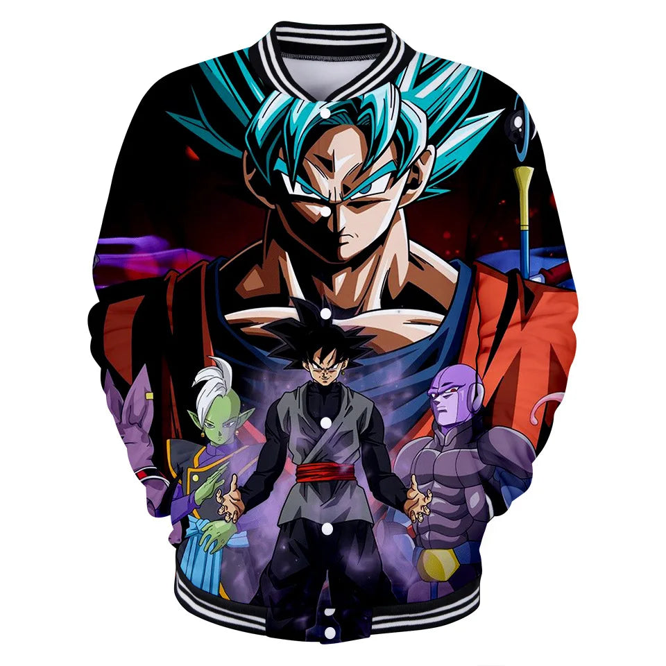 Neue japanische Anime Dragon Ball Z College-Jacke für den Herbst, lässiger Sweatshirt-Hoodie-Mantel, Marken-Baseballjacke