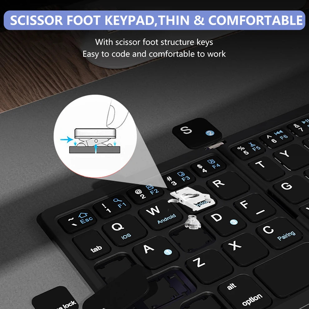 BOW Foldable Bluetooth Keyboard with Touchpad Pocket Folding Keyboard for Laptop Phone Tablet Wireless Rechargeable Keyboard