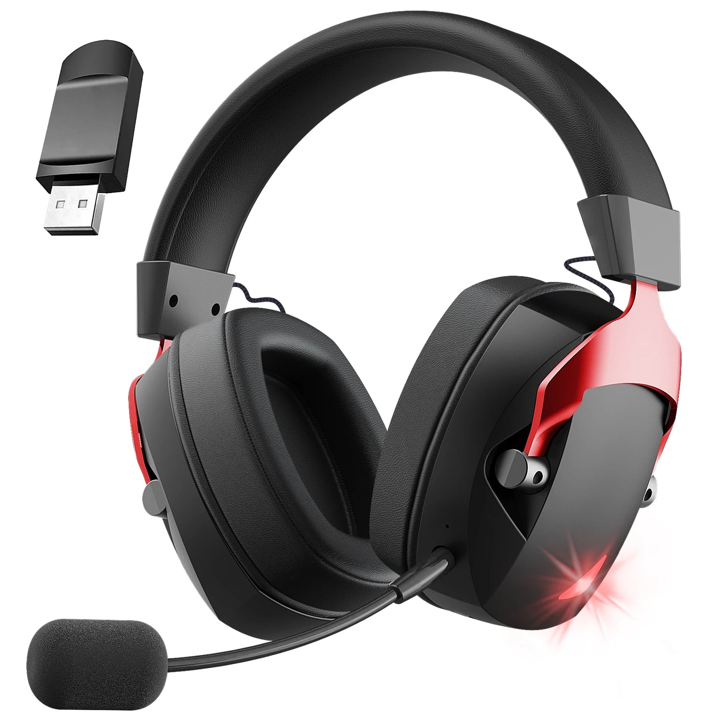 Kabelloses Gaming-Headset mit abnehmbarem Mikrofon mit Geräuschunterdrückung – 2.4G Wireless, Bluetooth 5.3 & kabelgebundene 3.5mm-Gaming-Kopfhörer für PS5, PC, Xbox, Mobilgeräte