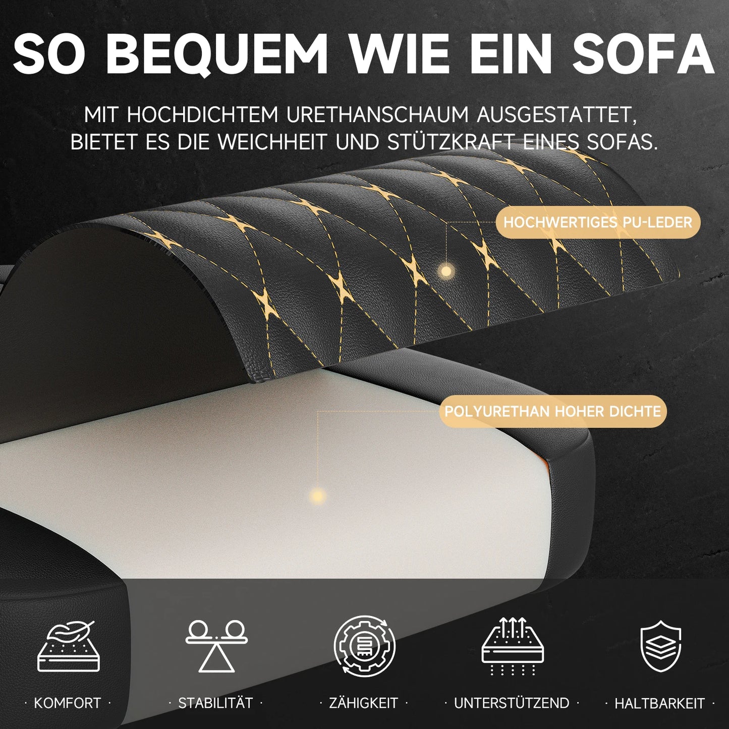 PINGGO Ergonomischer Gaming-Stuhl mit Fußstütze und Massagefunktion, PVC-Leder-Bürostuhl für PC-Gaming, Belastbarkeit 150kg