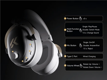 Cuffie gaming wireless MCHOSE V9 Turbo 7.1 Surround Sound RGB Esports con driver da 60mm, microfono con cancellazione del rumore e base di ricarica