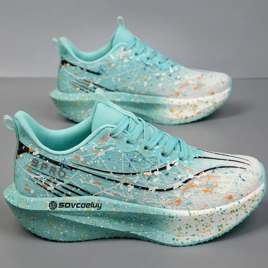 Zapatillas de running para hombre y mujer con placa de carbono, amortiguación para maratón, deportivas, transpirables, ligeras, cómodas y antideslizantes