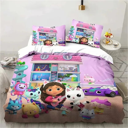 Gabby's Dollhouse 3D Printed Duvet Case Pillowcase Bedding Set Twin Full King for Kids Adults Bedroom