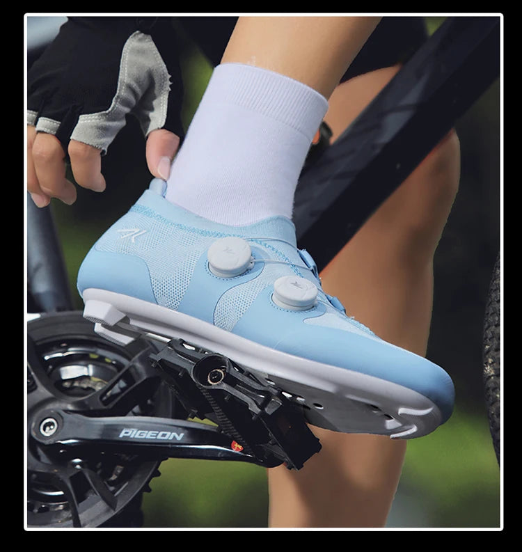 Scarpe da ciclismo su strada unisex, HsYixin traspiranti SPD autobloccanti antiscivolo, scarpe da corsa per bici da strada, MTB flat e sneakers da bicicletta