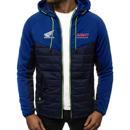 2025 Spring And Autumn Comfortable Jacket Slim Coat Men's New Seven-color Cotton-padded Honda racing Print Patchwork Hoodies