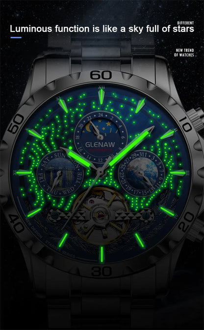 GLENAW Design Herrenuhr Top-Marke Luxusmode Business Automatikuhr für Herren Wasserdichte mechanische Uhr Montre Homme