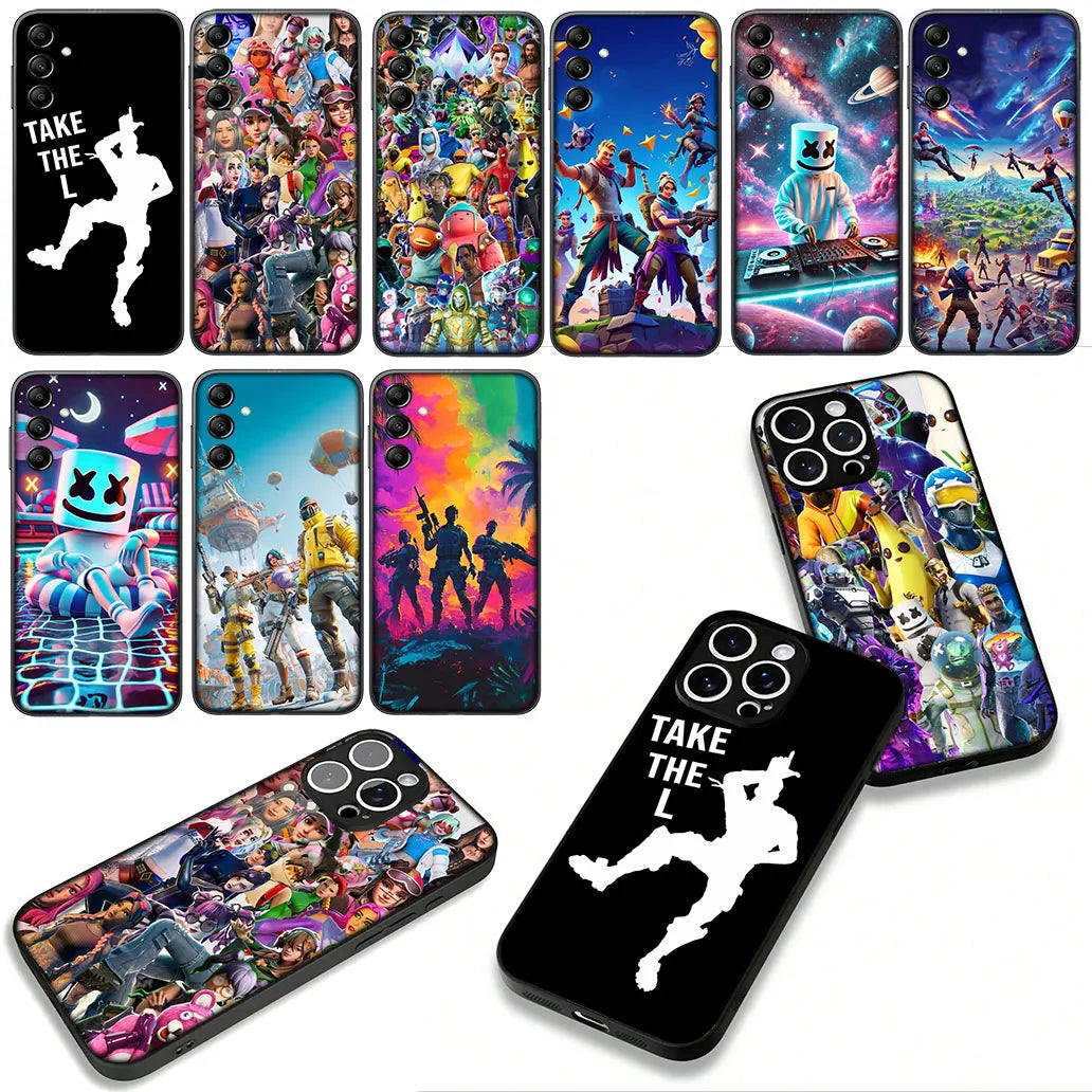 Capa com wallpaper de jogo F-ForTnites para Samsung Galaxy A07 A13 A12 A23 A42 A50 A51 A52 A53 A70 A71 A72 A21S A04 Note 20 9 8 10
