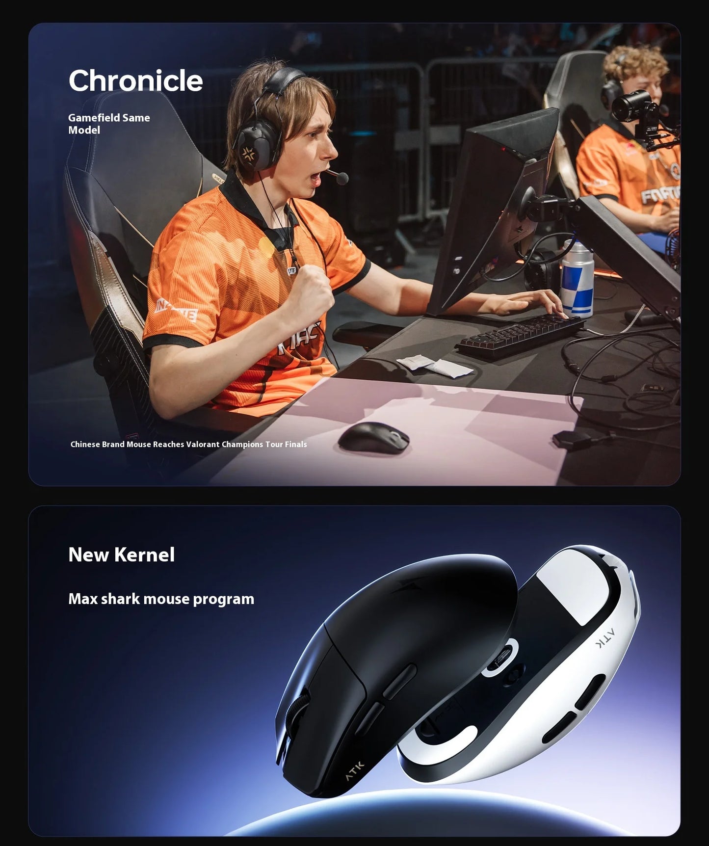 Mouse da gaming ATK F1 V2 Ultra MAX wireless tri-mode PAW3950 doppio 8k leggero ergonomico per esport, accessorio PC personalizzato