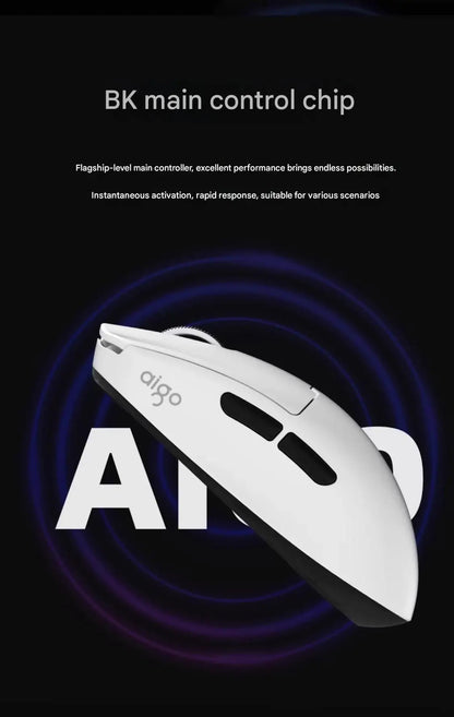 Mouse wireless Bluetooth Aigo GM80 PLUS PRO PAW3311/PAW3395 leggero 1000HZ cablato a tre modalità per gaming ed e-sport, regalo
