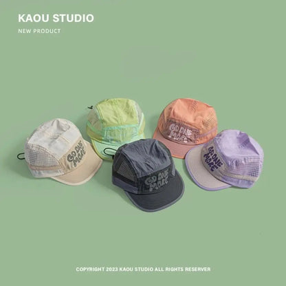 Pehmeälierinen, nopeasti kuivuva baseball-lippis, retrotyylinen 5-paneelinen aurinkosuojahattu, hengittävä hattu, rento hiphop-hattu, verkkokangasjuoksulippis