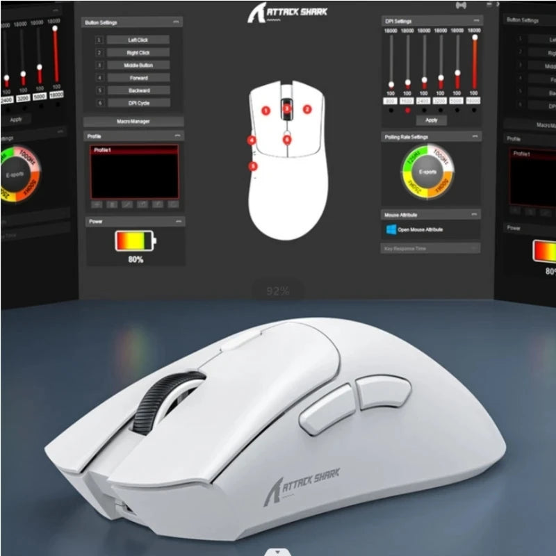 Attack Shark R1 Lekka bezprzewodowa mysz gamingowa Bluetooth 2.4G PAW3311 18000DPI ergonomiczna mysz z makrami