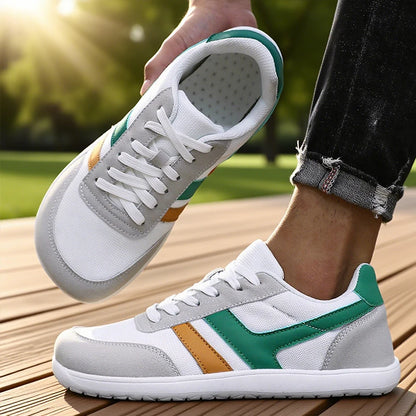 Herresneakers med bred tåboks, barfodssko, minimalistiske, åndbare og komfortable udendørs gåsko, sporty casual blå sko 2025