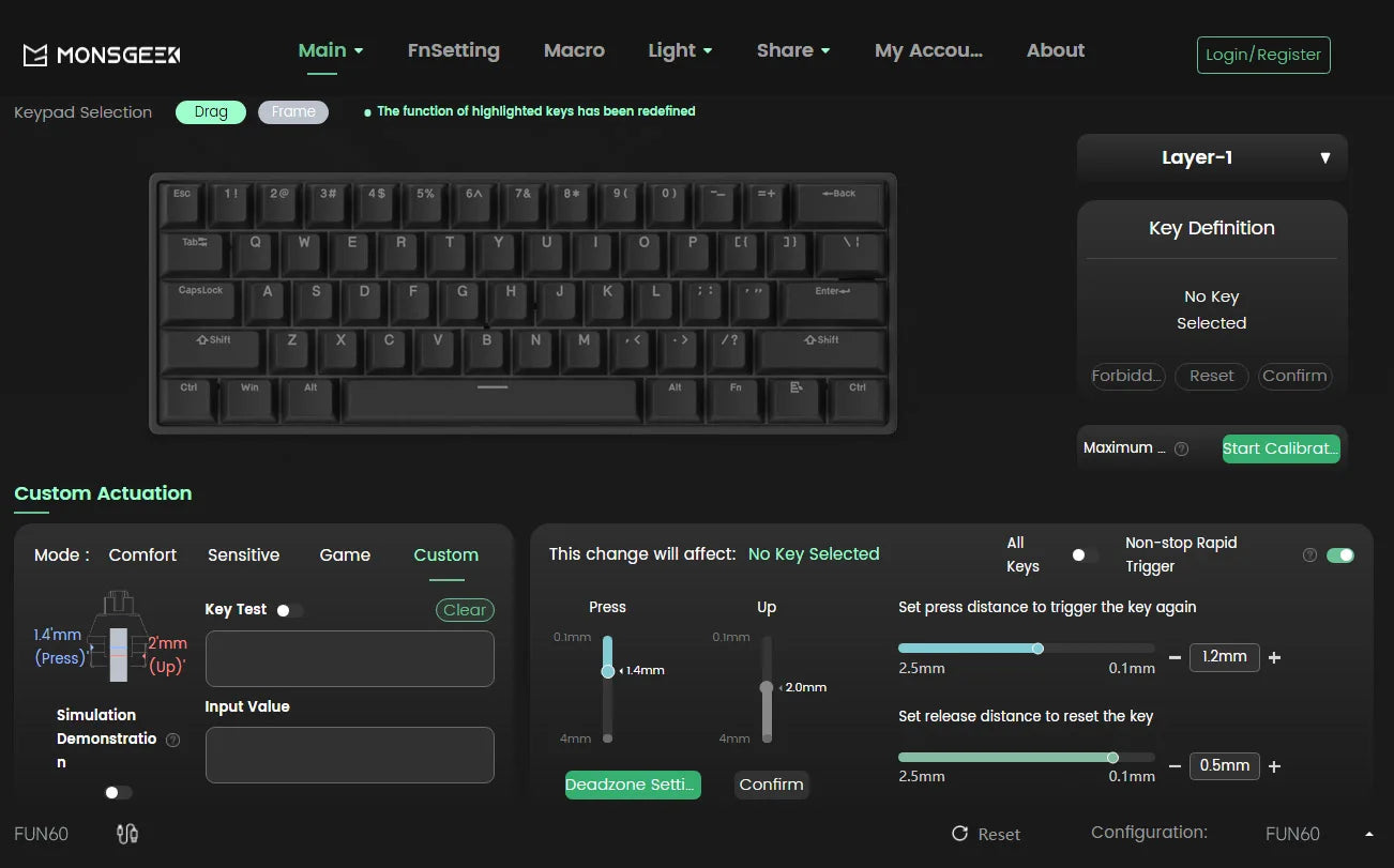 MONSGEEK FUN60 PRO&MAX HE Mechanical Keyboard Magnetic Switch 60% Wireless Gaming Keyboard Rapid Trigger 8K ARGB Custom Keyboard