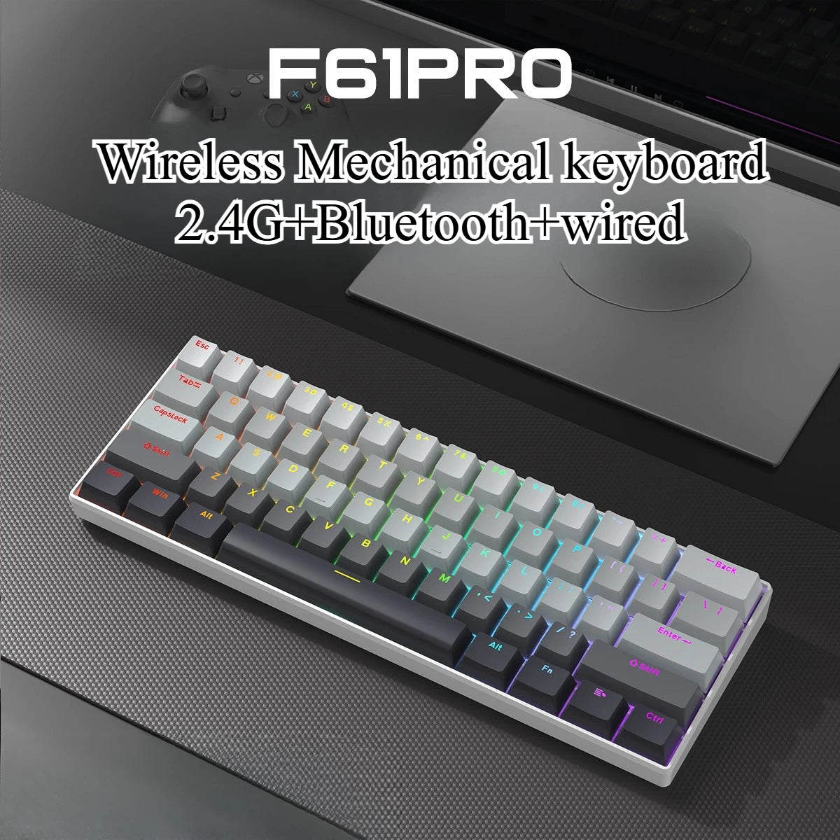 Bluetooth Wireless Mechanical Keyboards RGB Gamer Keyboard for Tablet Mechanical 60% iPad Backlit Mini USB Keyboard