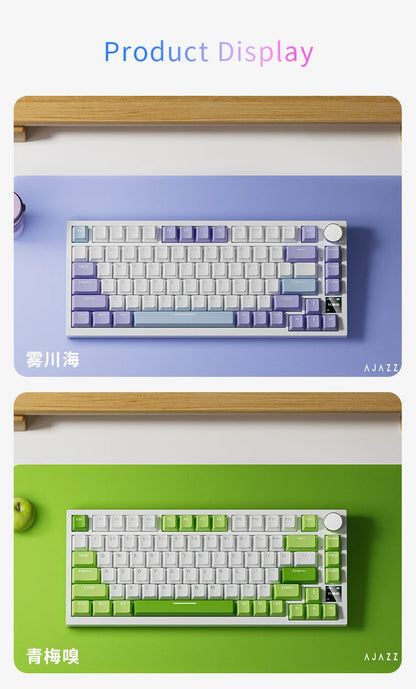 Teclado mecânico AJAZZ AK820 com layout compacto de 70%, iluminação RGB, switches hot-swappable, ligação com fios, sem fios e Bluetooth