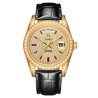 【START】Gypsophila Men's Watch Official Authentic Diamond Watch Waterproof Automatic Mechanical Watch Date Week Function