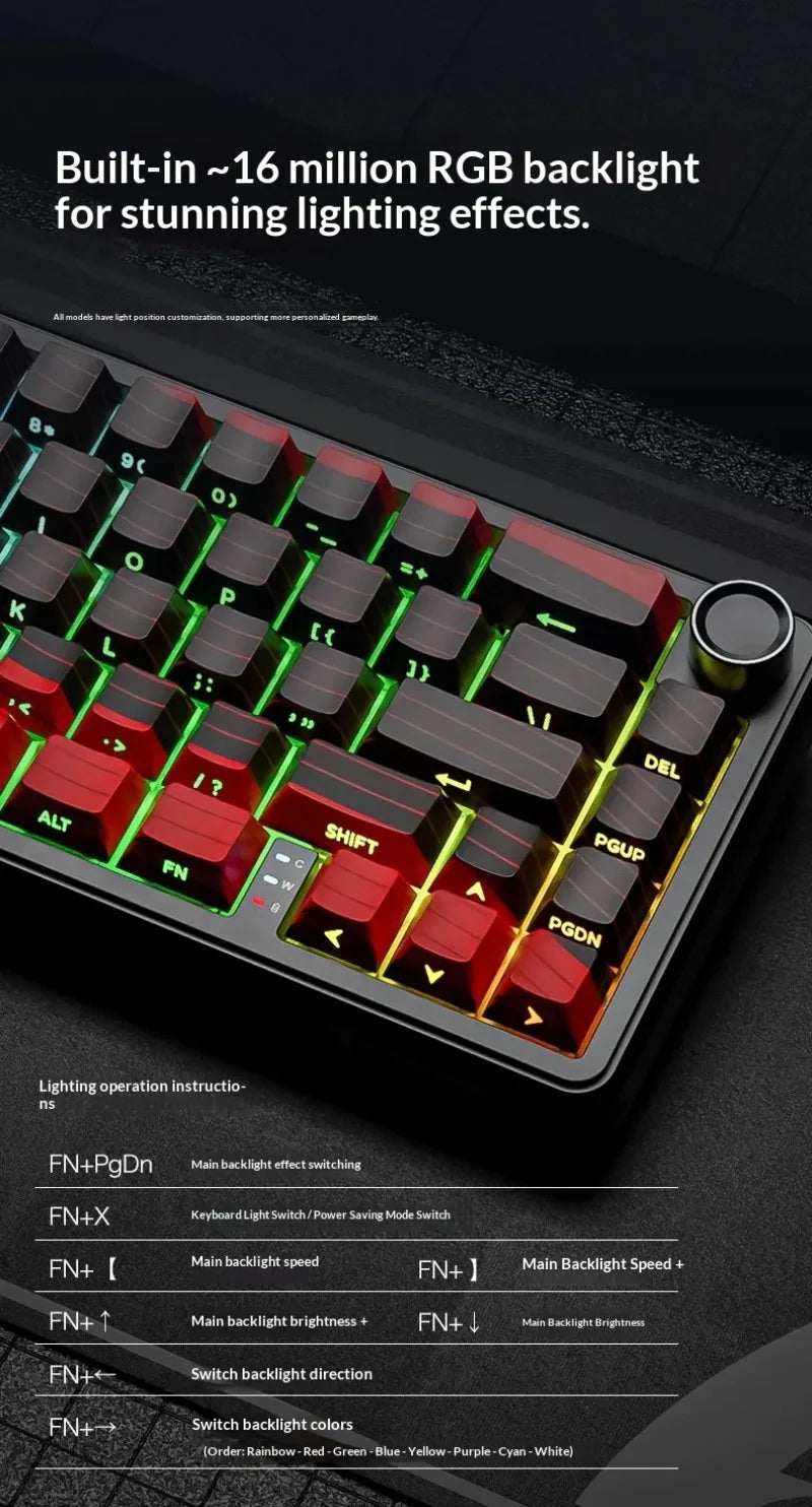 Teclados Gaming Sem Fios Attack Shark X65 PRO HE com Switches Magnéticos 8K RT0.001mm, Gravação Lateral, Bluetooth, Windows Mac PC