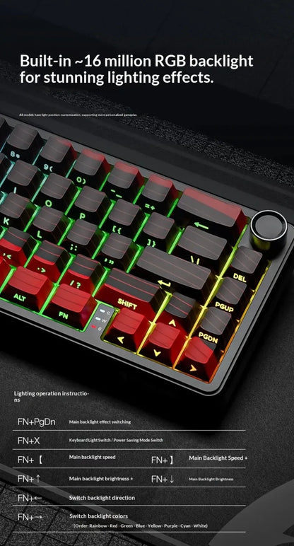 Teclados Gaming Sem Fios Attack Shark X65 PRO HE com Switches Magnéticos 8K RT0.001mm, Gravação Lateral, Bluetooth, Windows Mac PC