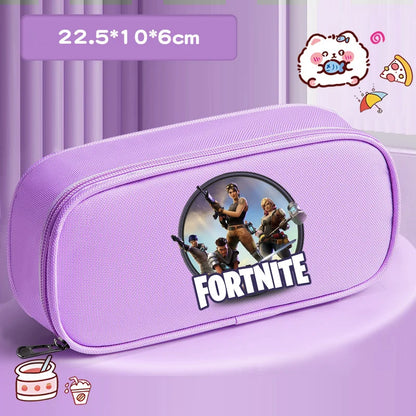 Fortnite Pencil Case Cartoon Character Print Pencil Pouch Canvas Stationery Bag Fashion Student Stationery Box Birthday Gifts