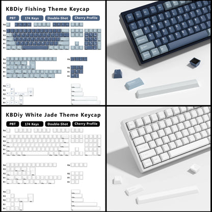 KBDiy 174 Teclas/Conjunto PBT GMK Apollo Keycap Double Shot Minimalista ISO Perfil Cherry para Teclado Mecânico Gaming Keycaps para MX