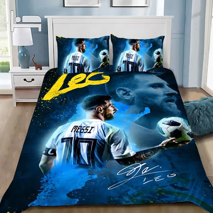 Conjunto de Roupa de Cama Estrela de Futebol M-messis com Capa de Edredão e Fronha para Adulto, Rapaz e Rapariga, Decoração de Quarto Infantil, Tamanho Individual, Duplo e Grande