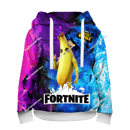 Sweatshirt com capuz Fortnite 3D com estampagem digital, folgado e confortável, novidade de outono