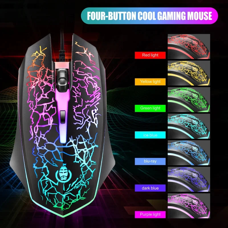 Computer Desktop Wired Gaming Keyboard Mouse Mechanical Feel LED Light Backlit Keyboard Mouse Combos