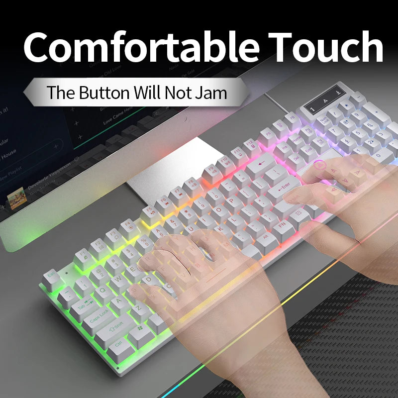 Wired USB Gaming Keyboard with Backlight, 104 Key Gamer Keyboard for Computer/Laptop/PC, Ergonomic Design, Office Gaming Accessory