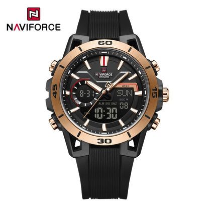 NAVIFORCE Men's Watch Dual Display 50M Waterproof Countdown Chronograph Alarm Clock Male Fashionable Sports Wristwatch NF7135