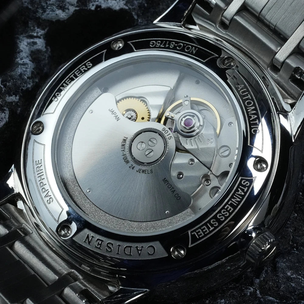 CADISEN Mechanical Wristwatches MIYOTA 9015 Movement Automatic Ultra-thin Watch Sapphire Waterproof Rose gold Business Watches