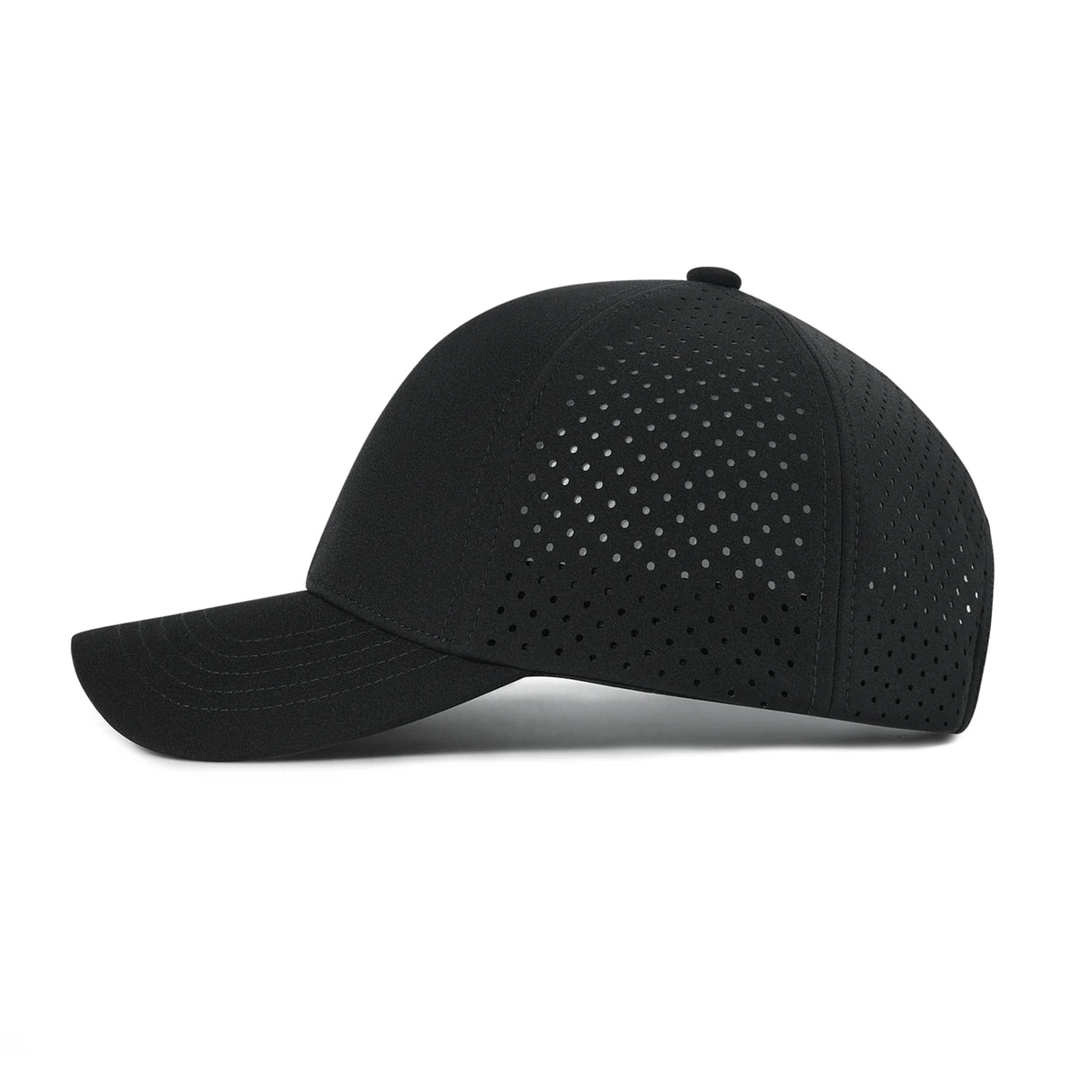 VOBOOM Herren-Baseballkappe mit Schnell-Trocknungsfunktion, lasergeschnittenem Netzstoff, gewölbter Krempe und Snapback-Verschluss – für Outdoor, Laufen und Reisen – schwarze Kappe