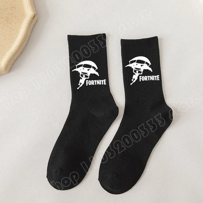 Fortnite-Socken mit Cartoon-Spielcharakter, lange Socken für Kinder und Schüler, einfarbige Baumwollsocken für Frühling und Herbst, Geburtstagsgeschenk